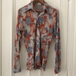 Vintage 60s Flower Button Down